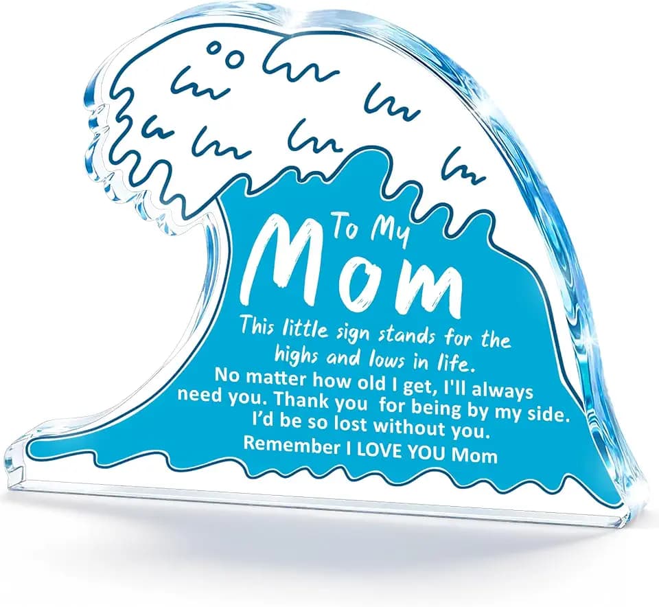 Gifts for Mom from Daughter Son,Mother's Day Birthday Gifts for Mama Mother in Law Bonus Step Mom,Best Mother Ever Acrylic Wave Plaque,Thank You Appreciation Gift Desk Decor