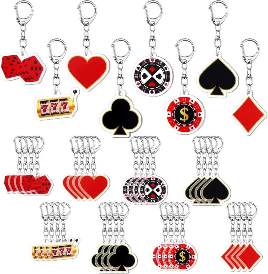 Tondiamo 48 Pcs Casino Keychains Party Favors, Casino Night Gifts