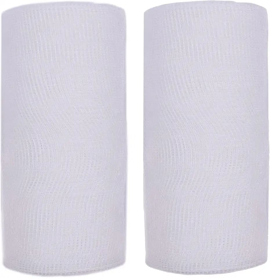 YYCRAFT 2 Pack 6 Inch Poly Mesh Ribbon-Total 20 Yards,Solid White(No Metallic Foil)
