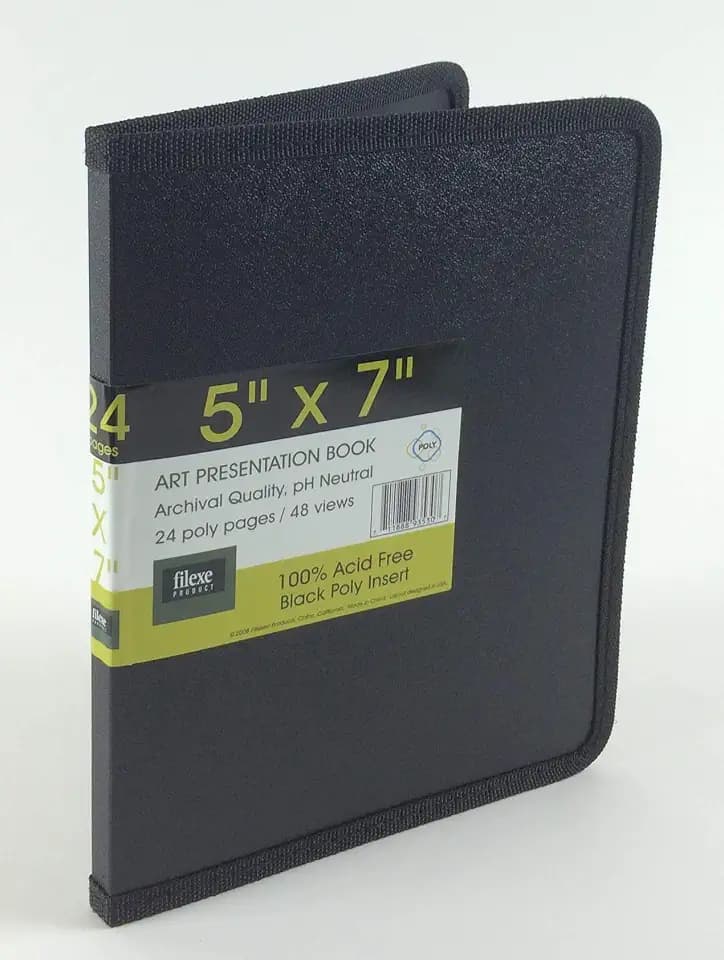 Filexec Products Art Presentation Book, 5"x7", 24Page/48 Views, Pack of 2 (50489-93530), Black