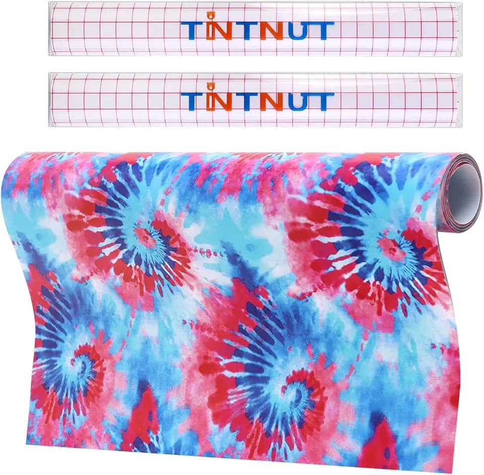 Tintnut Tie Dye Permanent Vinyl Roll 12in x 5ft Blue Red Adhesive Vinyl