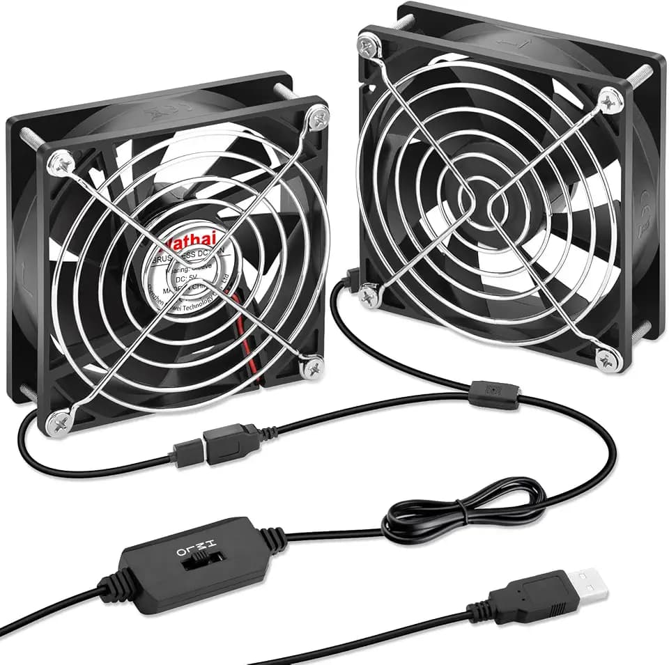 Wathai 92mm USB Lüfter 2 in 1 mit 3 Stufen und Doppelkugellager 92x92x25mm