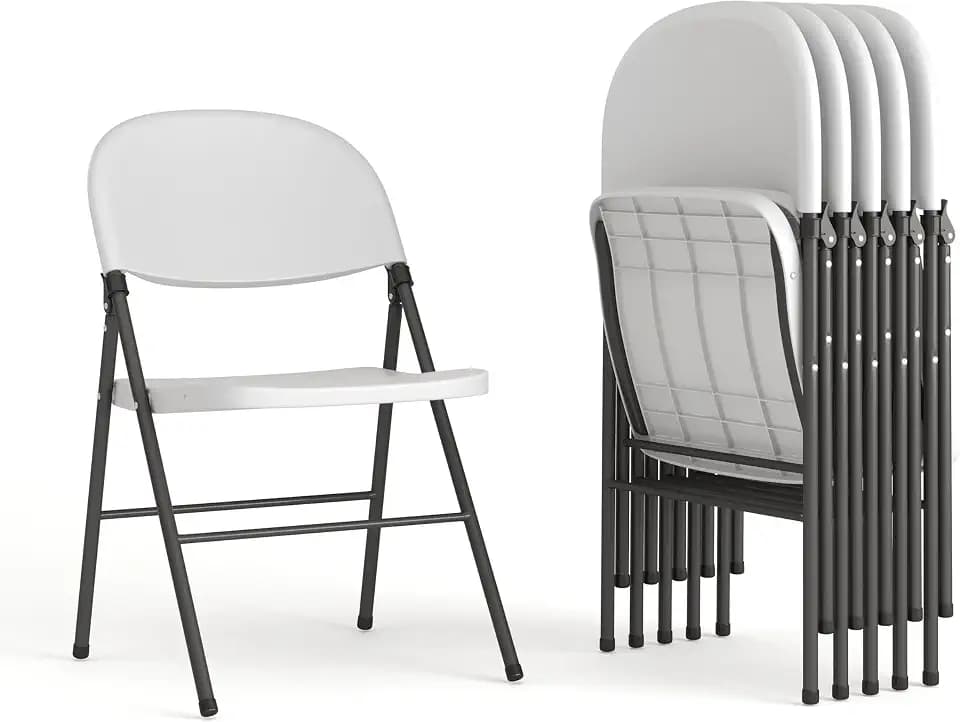 Flash Furniture Mirra Plastic Folding Chairs for Parties and Weddings, Lightweight Commercial Event Seats with 330-lb. Static Weight Capacity, Set of 6, White