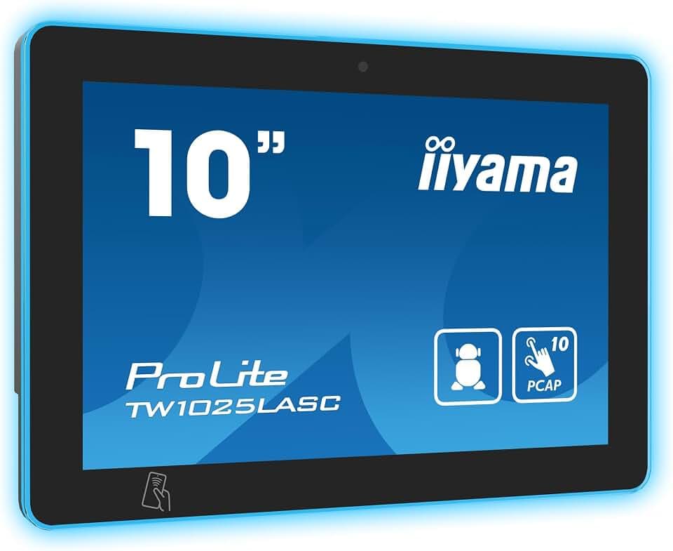 iiyama ProLite TW1025LASC-B1PNR 25,5cm 10,1" IPS LED-Monitor WXGA 10Punkt Multitouch kapazitiv Audio-out USB3.2/2.0/mini LAN PoE Android WiFi Bluetooth NFC/RFID Webcam AntiGlare Anti-Fingerprint 24/7
