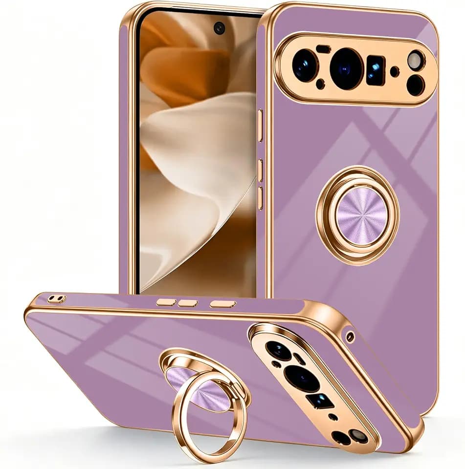 for Google Pixel 10 Pro XL Case with Ring Stand Purple