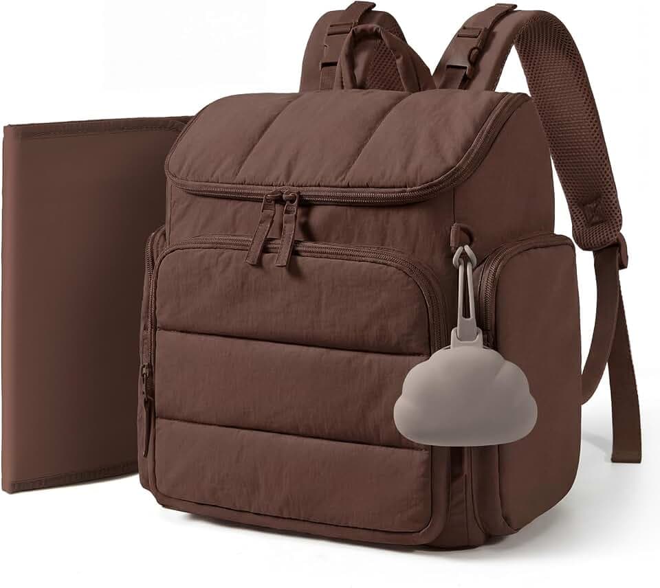 mommore Diaper Bag Backpack, Baby Bag, Diaper Backpack for Mom Dads, Coffee
