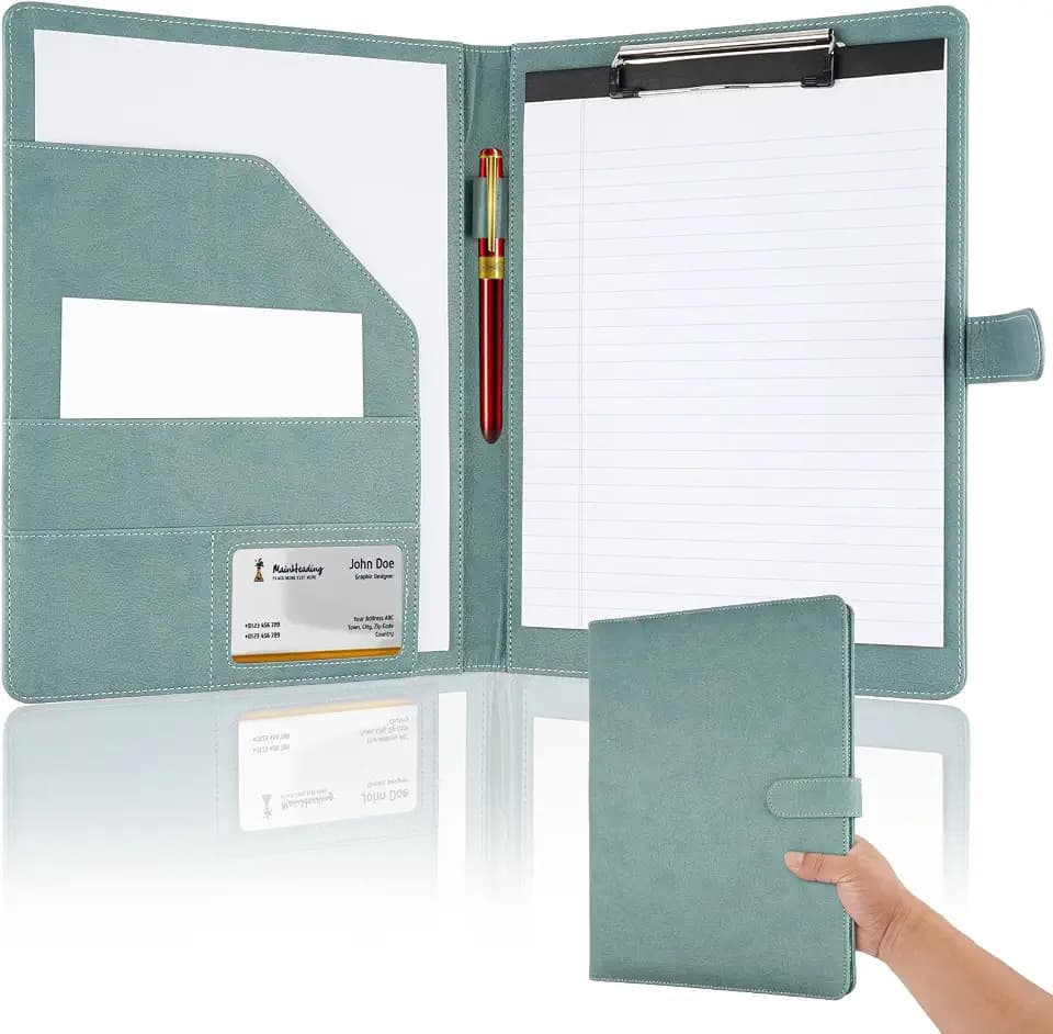 Professional Padfolio with Clipboard, Faux Leather Portfolio Folder Binder