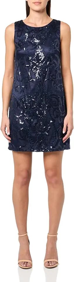 Vince Camuto Women's Sleeveless Boat Neck Sequin Shift Dress