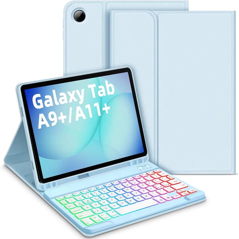Bettdow für Samsung Galaxy Tab A9+/A9 Plus 2023 Tastatur Hülle, Blau (Italienisch)