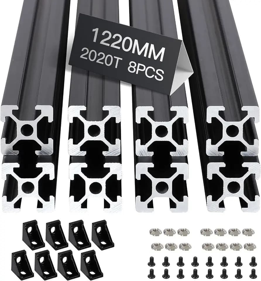 8pcs 1220mm T Slot 2020 Aluminum Extrusion, Black