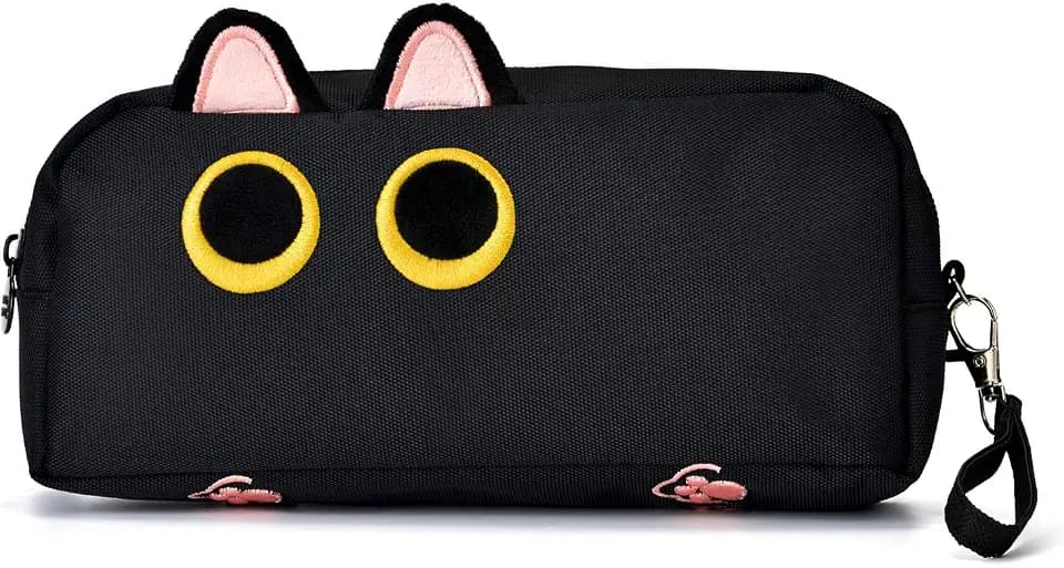 Hongdian Large Capacity Pencil Case, 3D Cat Pen Bags Pencil Pouch Organizer for Office College School