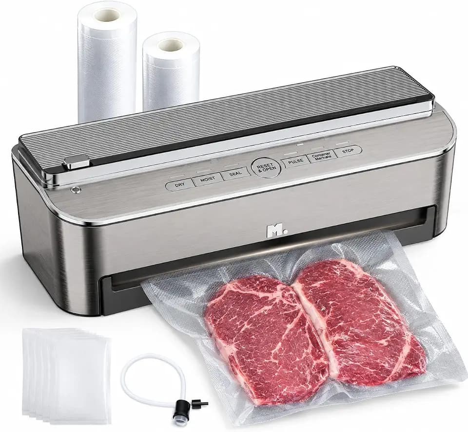 Mesliese Vakuumiergerät 85kPa 120W mit Cutter, Rollen & Auto-Funktion