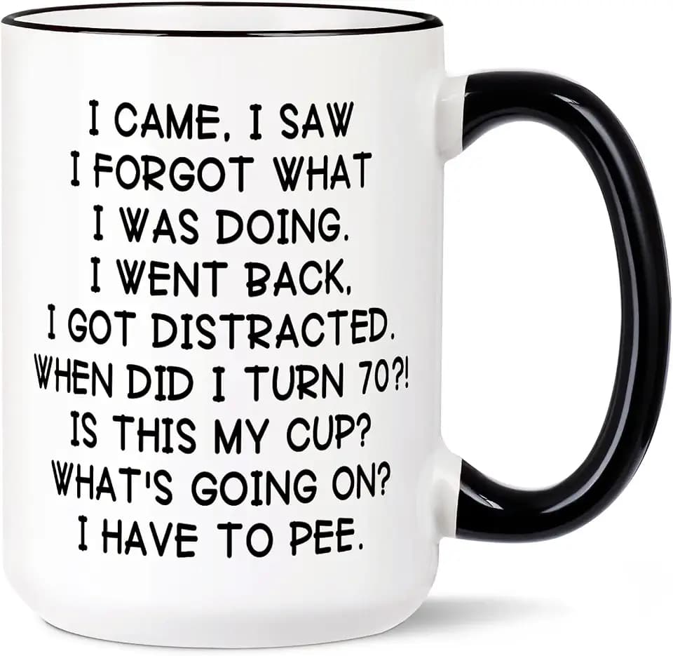 Shqiueos Funny 70th Birthday Gifts for Women Men Coffee Mug 15oz