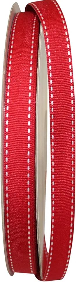 Reliant Ribbon - 25133-065-03K Grosgrain Saddle Stitch Ribbon, 5/8 Inch X 50 Yards, Red