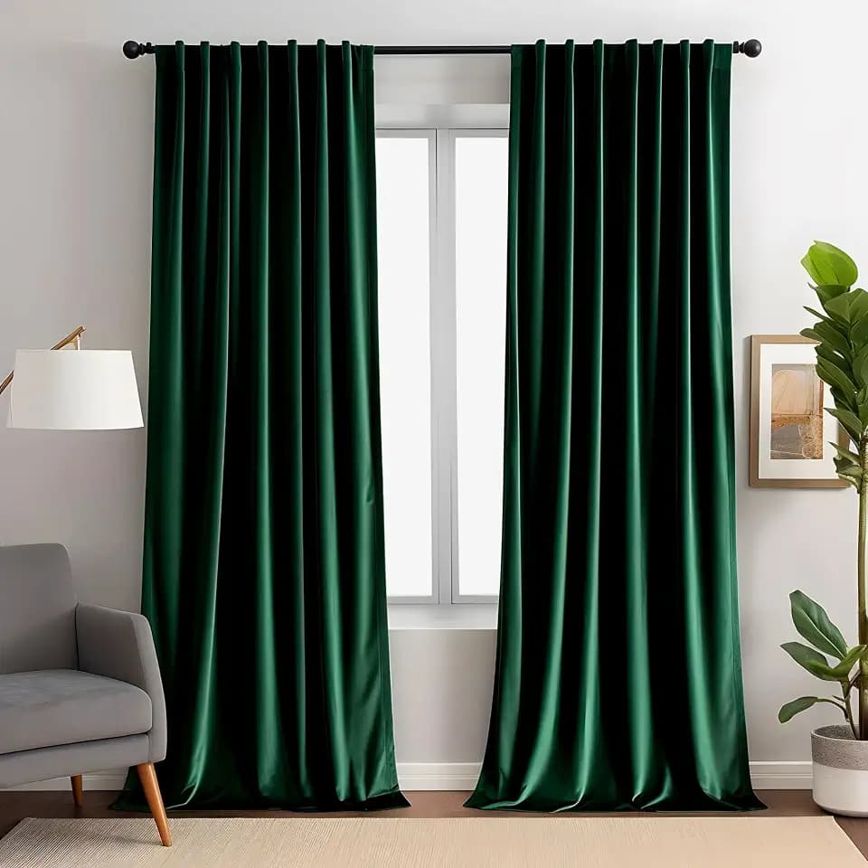 Emerald Green Velvet Curtains 84 inches Long Luxury 80% Blackout Curtains for Bedroom Living Room,Thermal Insulated Super Soft Window Drapes Rod Pocket & Back Tab, 52" W x 84" L, 2 Panels