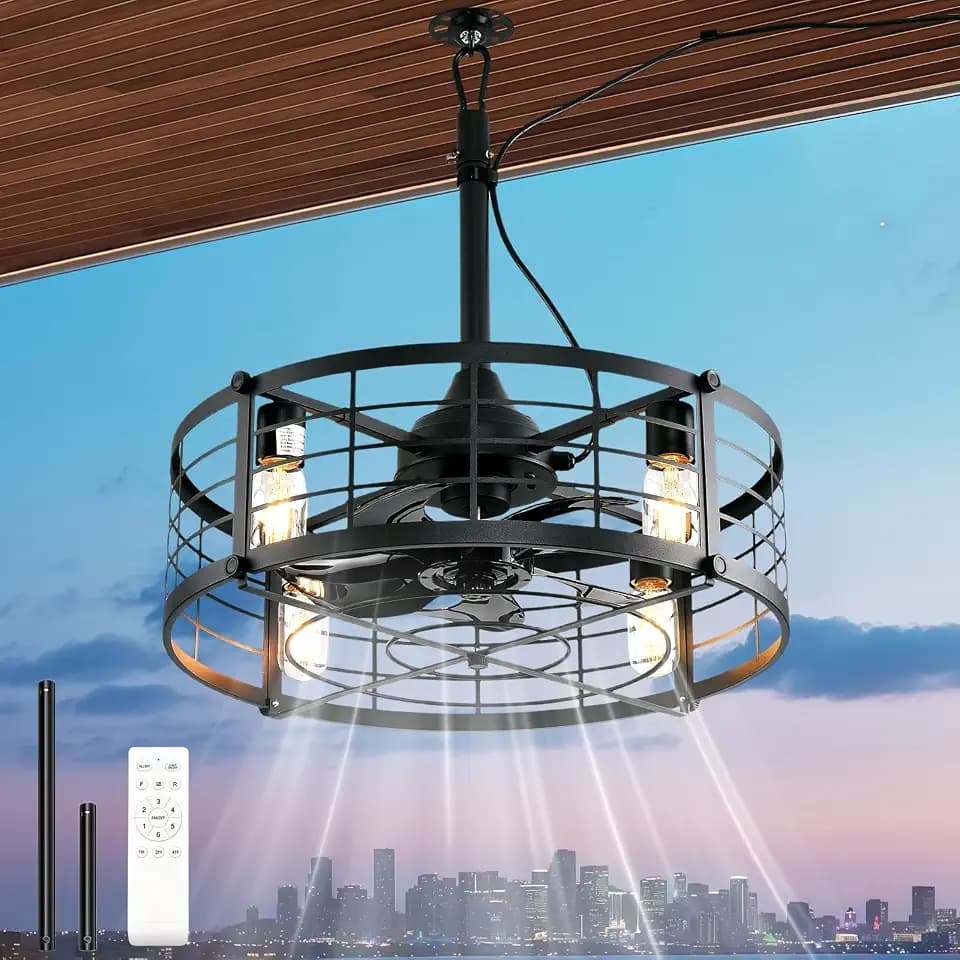 AHAWILL 20" Gazebo Fan with Light,Plug and Play,Outdoor Hanging Fan