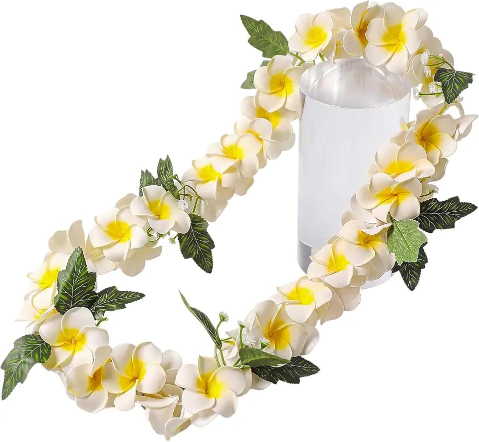 Thiccywoov White Hawaiian Leis for Luau Party Favors 48" Foam Tropical Lei
