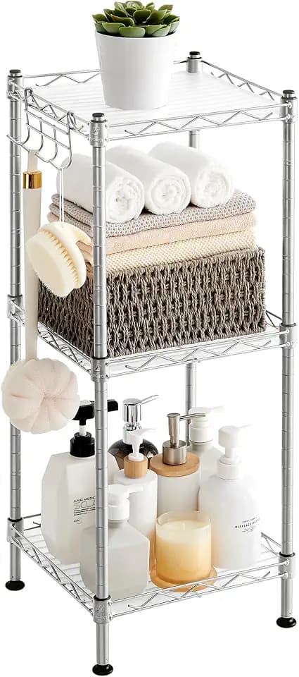 SONGMICS 3-Tier Bathroom Shelf, Storage Rack for Small Space