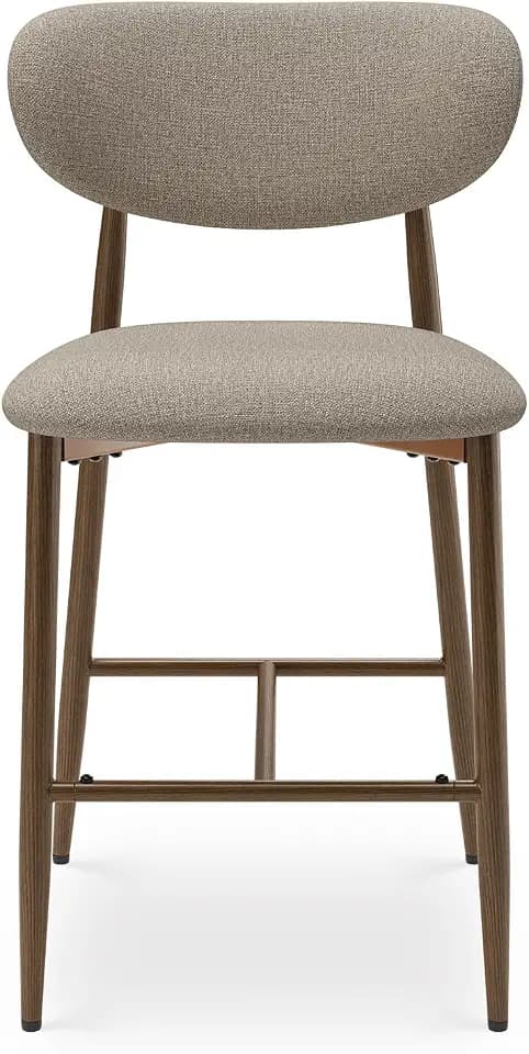 MALOL Bar Stools Set of 1, Counter Height bar stools, Kitchen Bar Stools with Backs, Modern Upholstered, Modern Bar Stools with Metal Legs for Kitchen Island, Counter, Camel