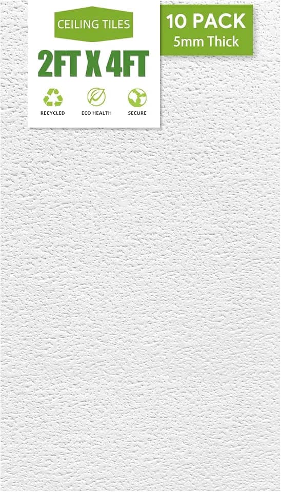 2ft x 4ft Drop Ceiling Tiles,Printed Pro Ceiling Tiles 24 x 48in. Waterproof, Washable and Fire-Rated - Reusable - High-Grade PVC to Prevent Breakage-Package of 12 Tiles