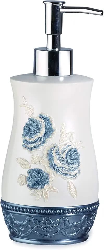Popular Bath Blossom Rose Style Lotion Pump Modern Luxury Decor, Blue