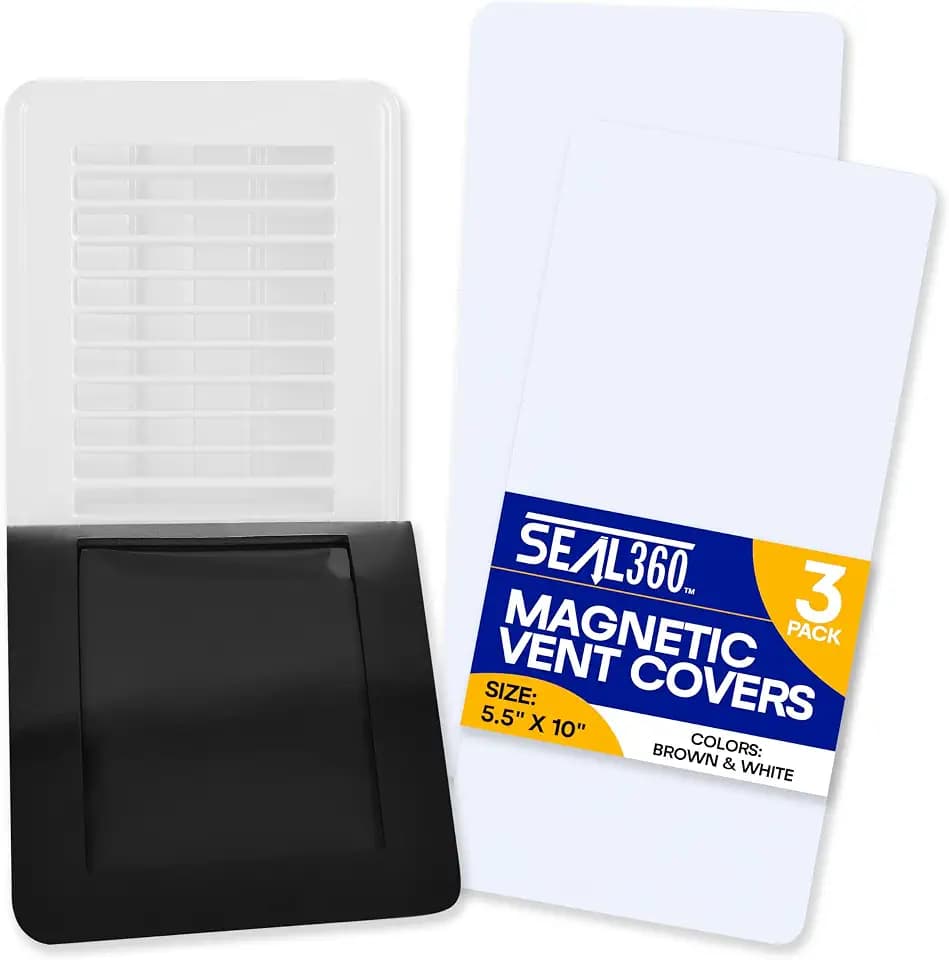 SEAL360 Magnetic Vent Covers (3-Pack), Pockets for Complete Seal, 5.5" X 10" (White) for Floor, Wall, or Ceiling Vents and Air Registers, for RV, Home HVAC and AC Vents, Vent Not Included