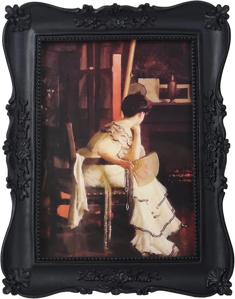 Antique Picture Frames 4x6 Vintage Ornate Gothic Picture Frames Victorian Home Decor Retro Gallery Wall Decor with Front Glass for Wall Mount and Tabletop, Black