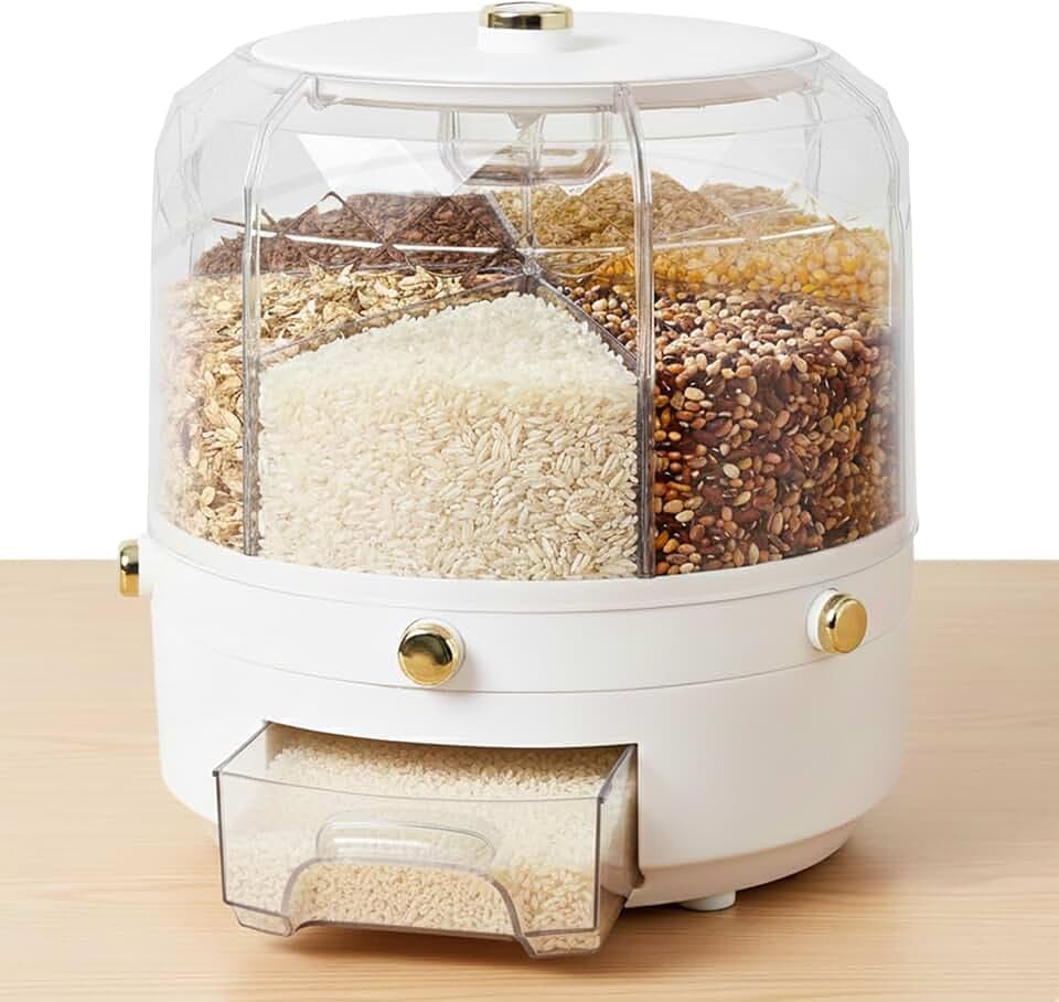 6-Compartment Rotating Grain Dispenser, One-Press