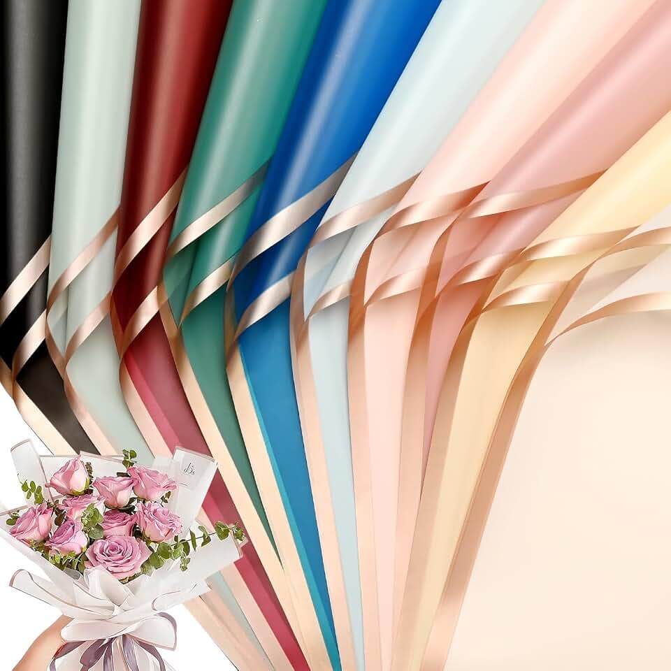 Bupduq 30 Sheets 10colors Flower Bouquet Wrapping Paper,Florist Supplies Waterproof Floral Bouquet Wrapping Paper Bouquet Accessorie,Flower Shop Packaging Pape for DIY Gift Wedding Birthday