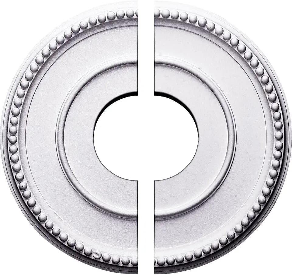 Ekena Millwork CM12BR2 Bradford Split Ceiling Medallion, (12-1/2"Outer Diameter, 3-7/8"Inner Diameter, 3/4"Projection, 6-5/8" Canopy)., Factory Primed