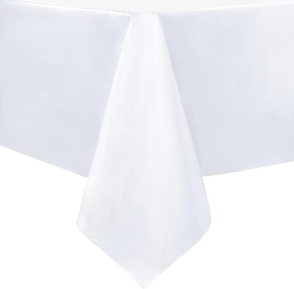 sancua Waterproof Rectangle Vinyl Tablecloth Table Cloth 52x108 Inch, White