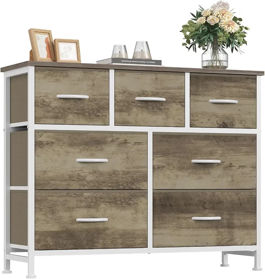 Fabric Dresser for Bedroom with 7 Drawers, Chest of Drawers