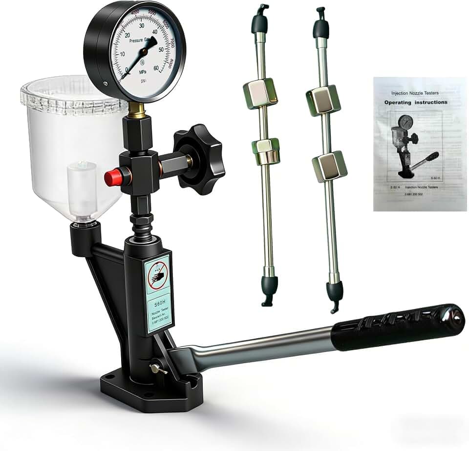 Diesel Einspritzdüsen Tester,Injektor Prüfgerät mit Handhebel,Kalibrieren der Einspritzdüse,mit Manometer 0-600 bar Druck,Einspritzdüse Prüfgeräte mit doppelter Skalierung Injektoren Tester