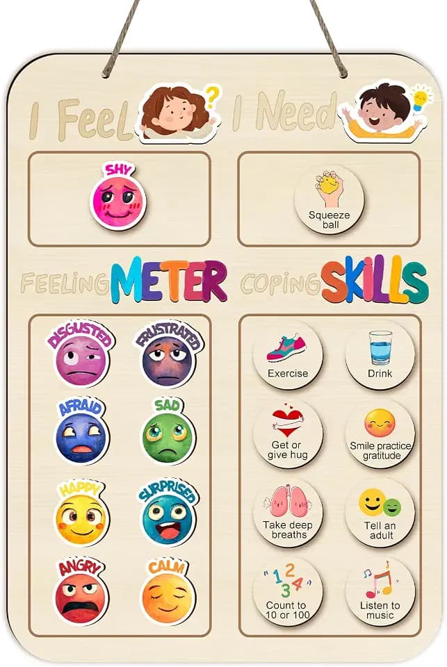 AINBIN Feelings Chart Calm Down Corner Supplies Kids Mental Health Poster