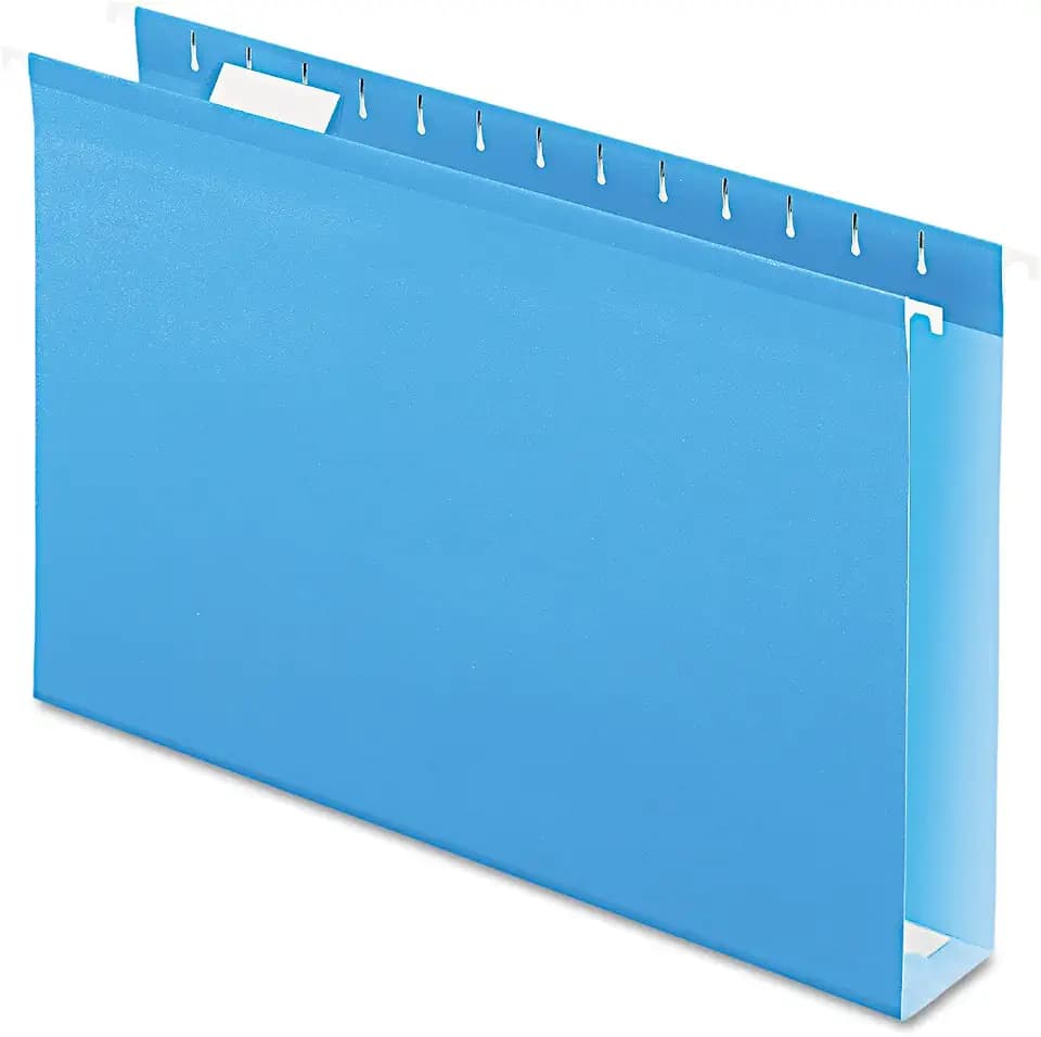 Pendaflex Extra Capacity Reinforced Hanging Folders, 2", Legal Size, Blue, 1/5 Cut, 25/BX (4153x2 BLU)