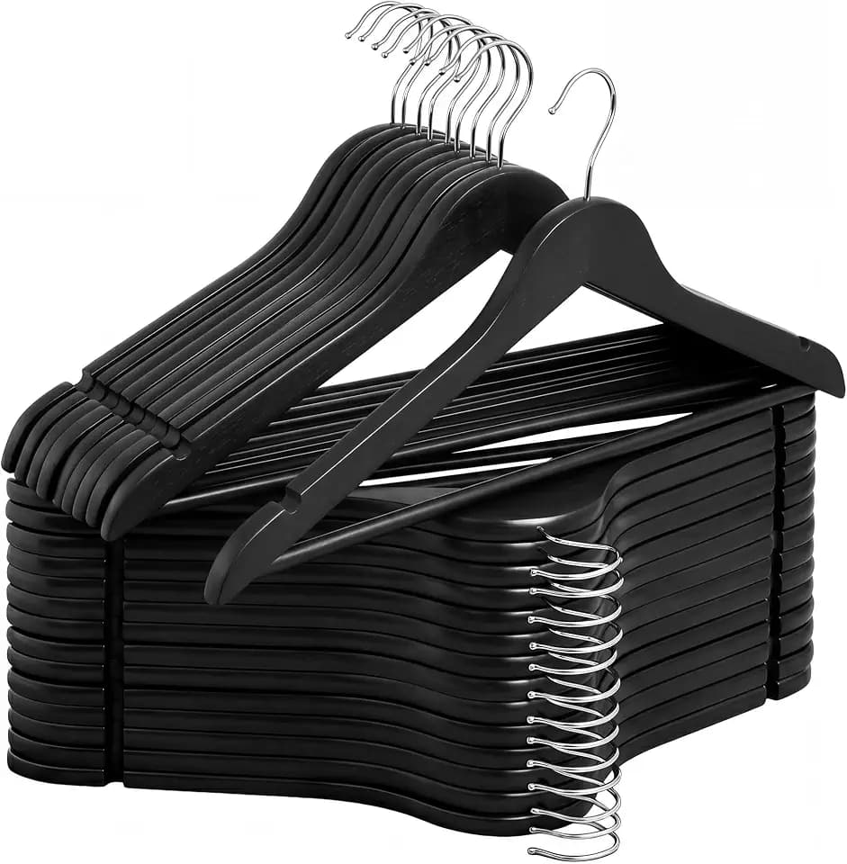 StorageWorks Wooden Coat Hangers, 30 Pack Wood Clothes Hanger for Closet