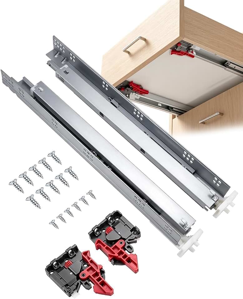 Gobrico Soft Close Undermount Drawer Slides 18", 100LB Full Extension Solid