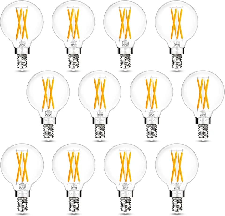 E12 G16.5 Globe LED Bulb, 2700K Warm White, 60W Equivalent, Dimmable