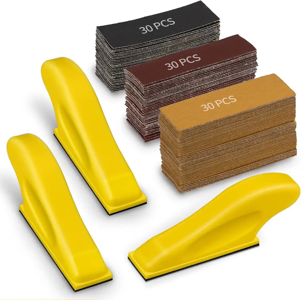 Mini Micro Gator Detail Sander 3 Pack with 90 Sheets 60 80 120 180 240 320 400 600 800 Grit Sandpaper Finger Sander for DIY Crafts Wood Finishing Tight Narrow Polishing
