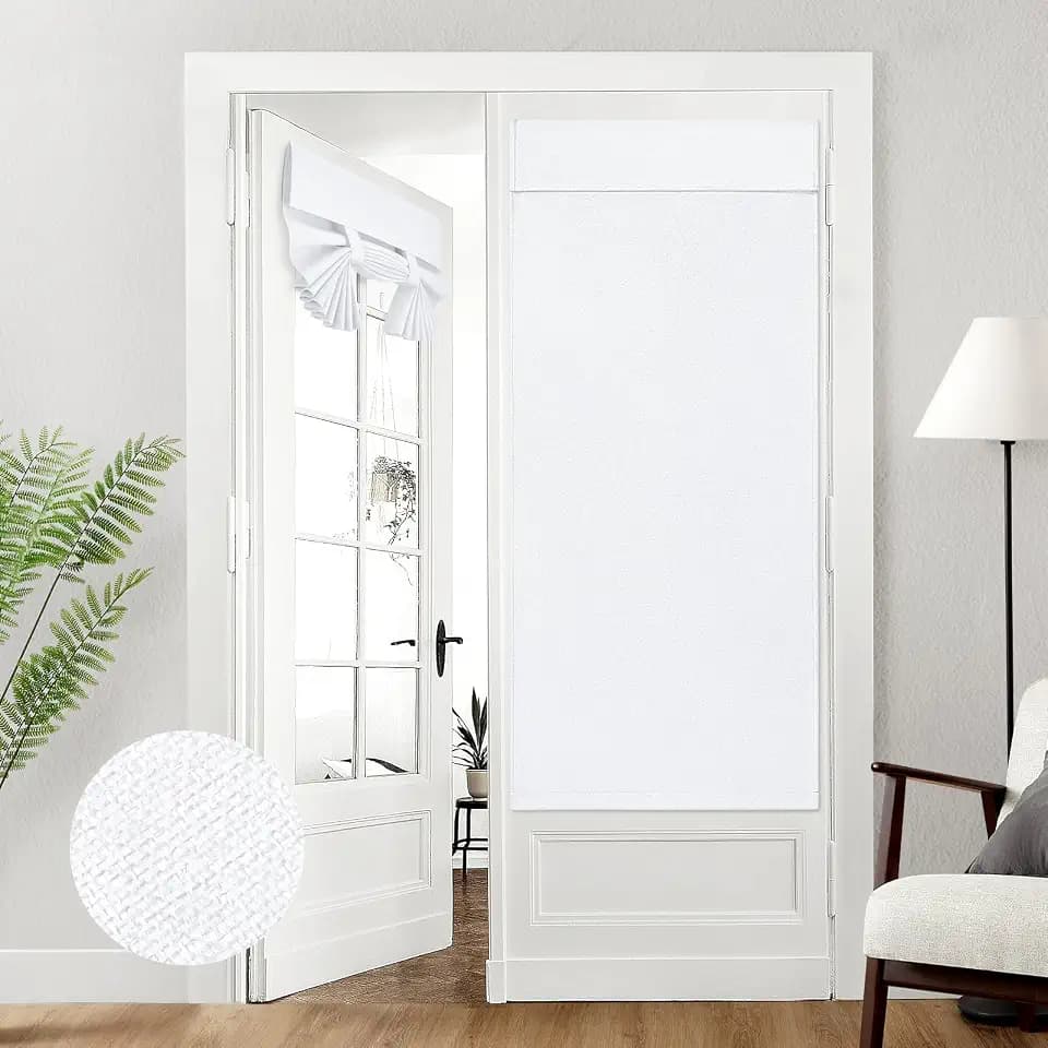 HOMEIDEAS 100% Blackout Linen Door Curtains for French Door 34x68 Inch