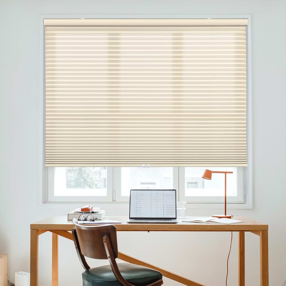 DEZ FURNISHINGS Cordless 1.5" Light Filtering Cellular Shade, 70" W x 48" H, Alabaster