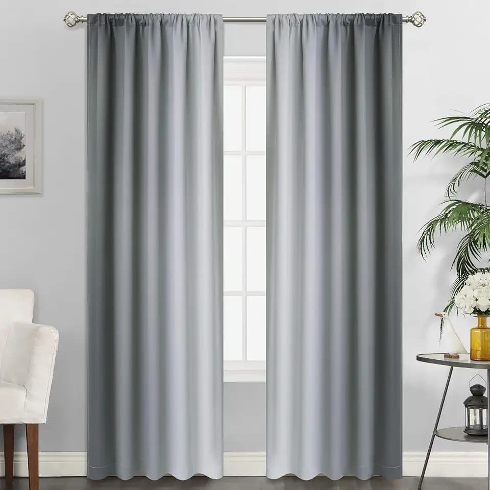 SimpleHome Grey Ombre Rod Pocket Curtains for Bedroom,52Wx84L