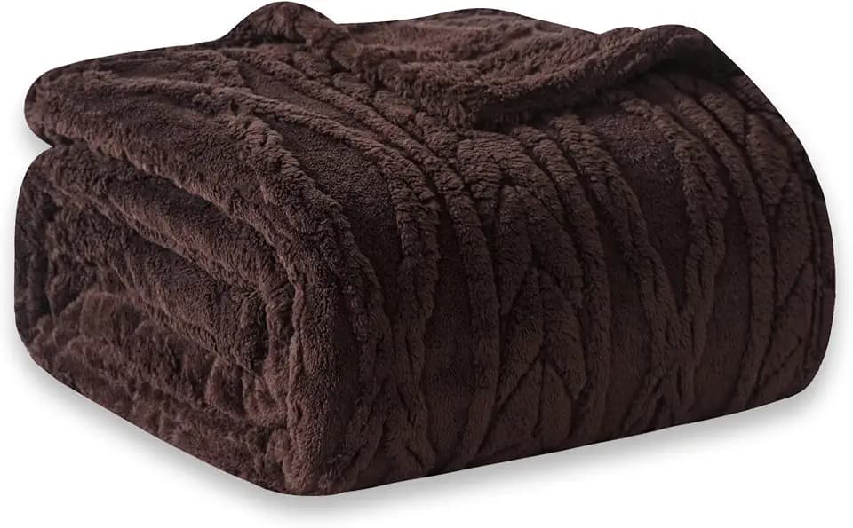 COOVA Brown Fleece Twin Blanket for Bed - Super Soft Cozy Plush Fuzzy Blanket for Sofa,Premium Sherpa Warm Throw for Women,Couch,Chair,60x80 Inches