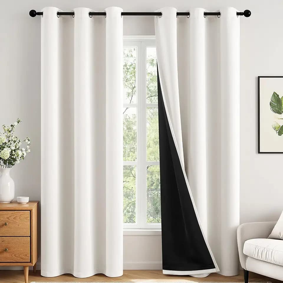 MIULEE Ivory 100% Blackout Curtains for Bedroom 96 Inch Long 2 Panels