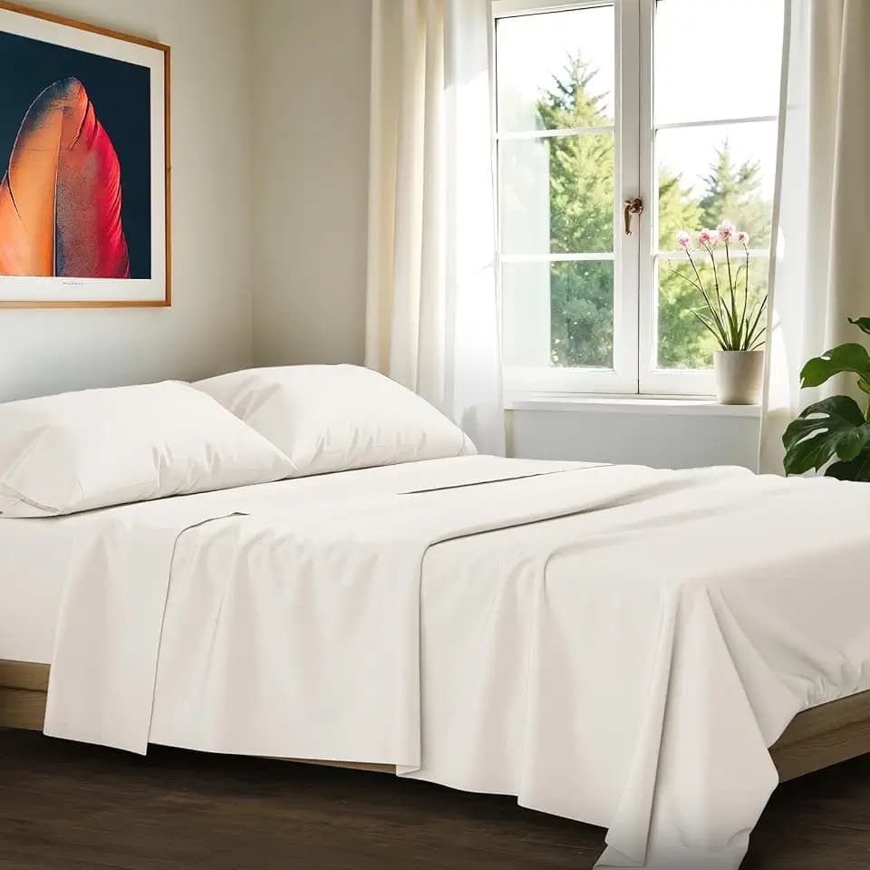 1200 Series Egyptian Cotton King Size Sheets Set, Ivory
