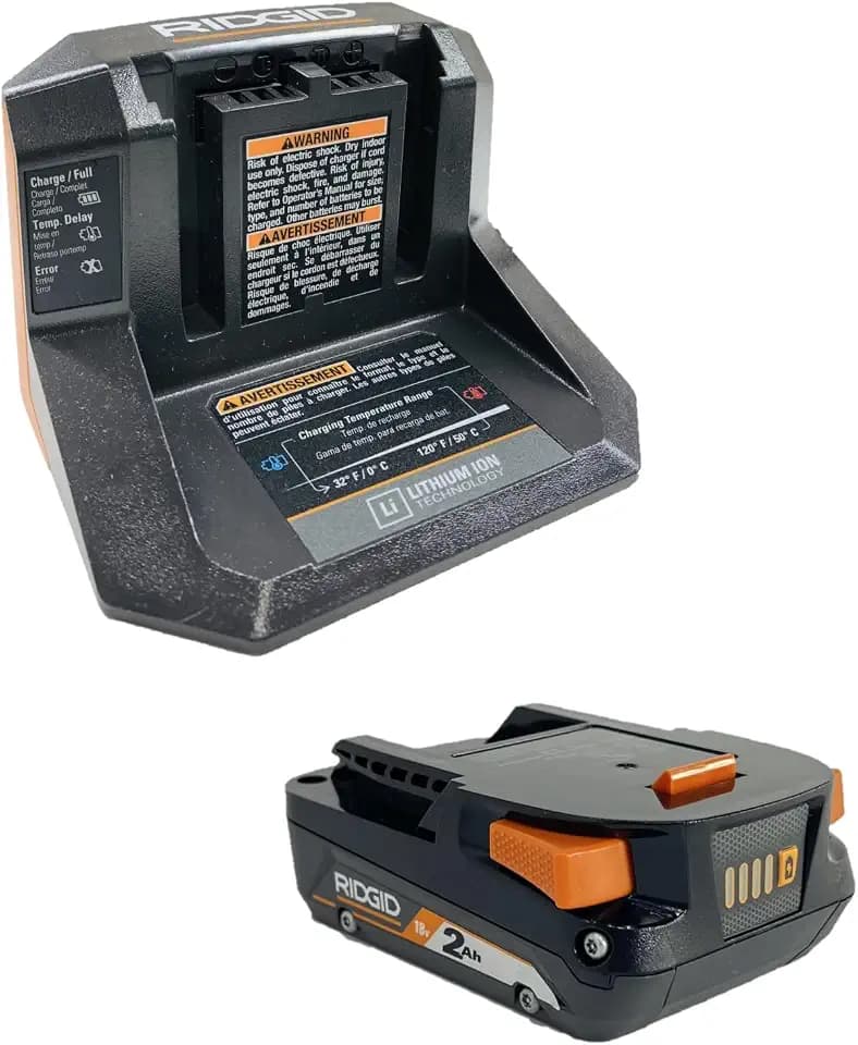 RIDGID 18V Lithium-Ion 2.0 Ah Battery and Charger Starter Kit