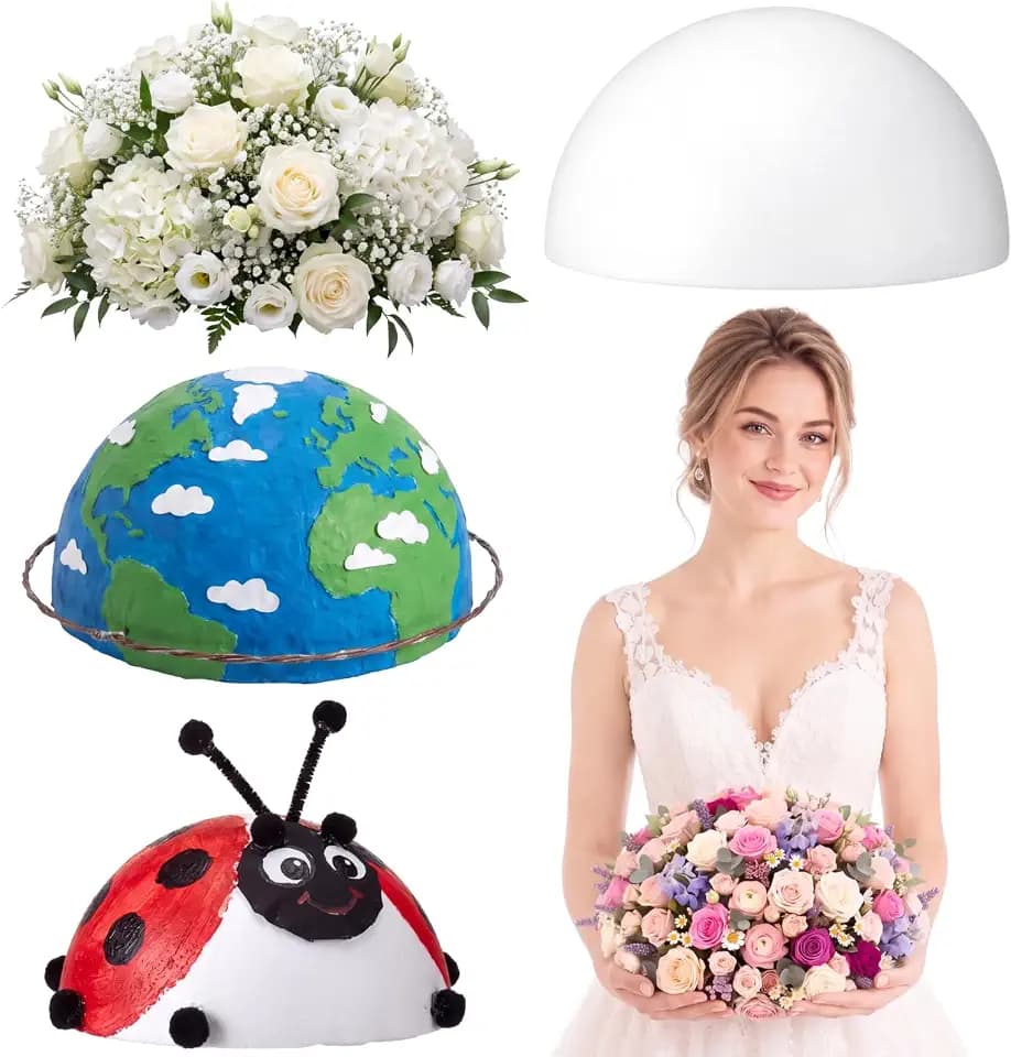 4 Packs 12" Large Foam Half Balls, Foam Half Sphere for Craft