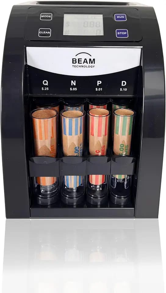 Automatic Coin Sorter and Counter with Display, 2 Row with Quick-Access Lid, Patented Anti-Jam Technology, Coin Wrapper Starter Pack Included, with Value Counting Coin Counter (CSD-2000)