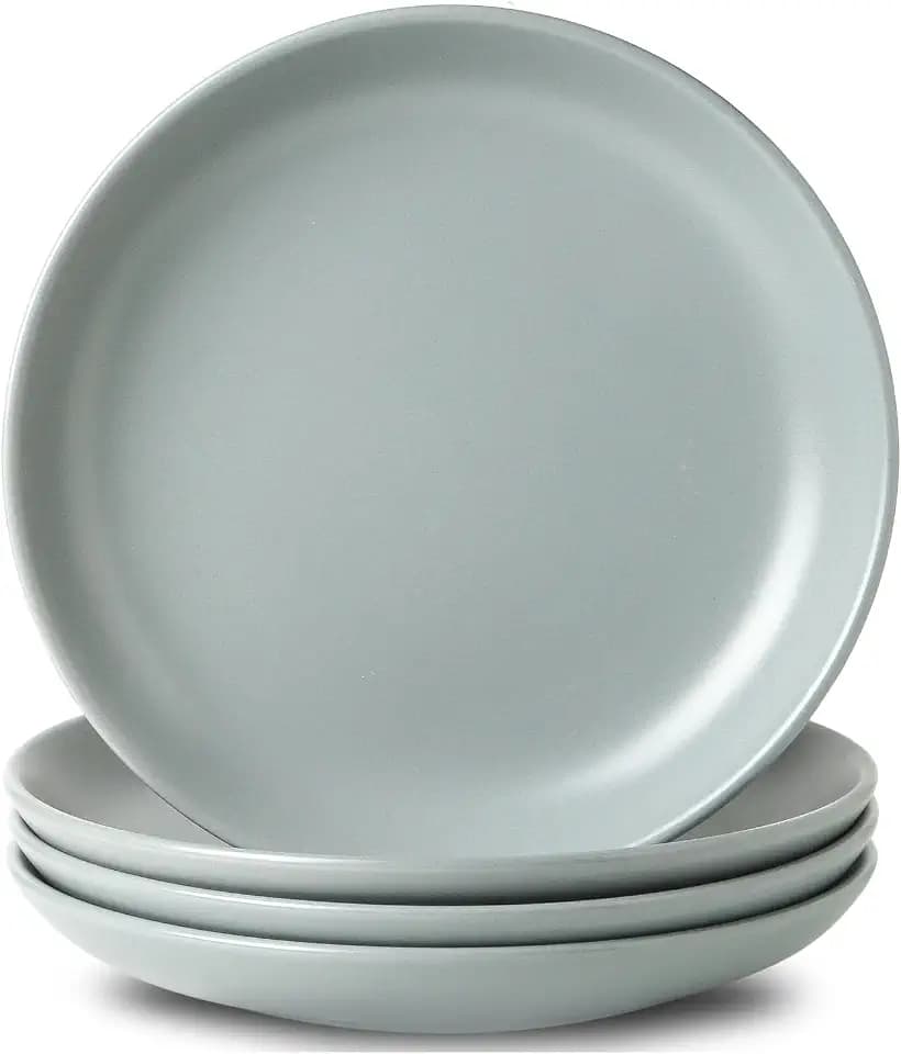 Stoneware Plate, 10 Inch Dinner Plate Set of 4,Dinnerware Set Plates for Steak, Noodless, Microwave, Oven, and Dishwasher Safe,Pebble Gray