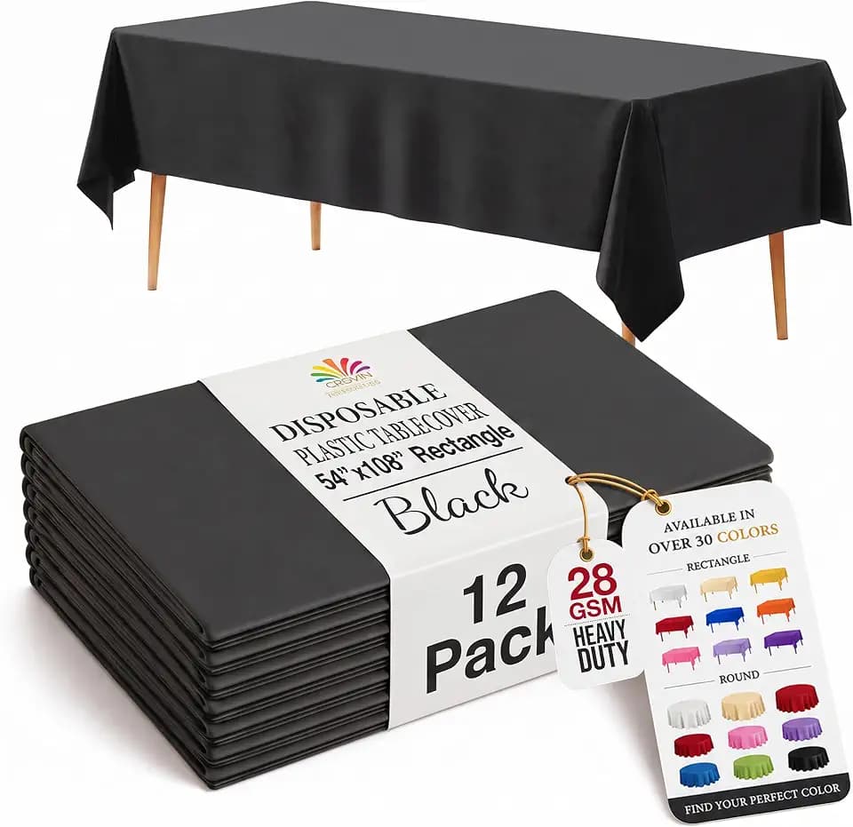 Premium* Black table cover 54" x 108" (Pack of 12)
